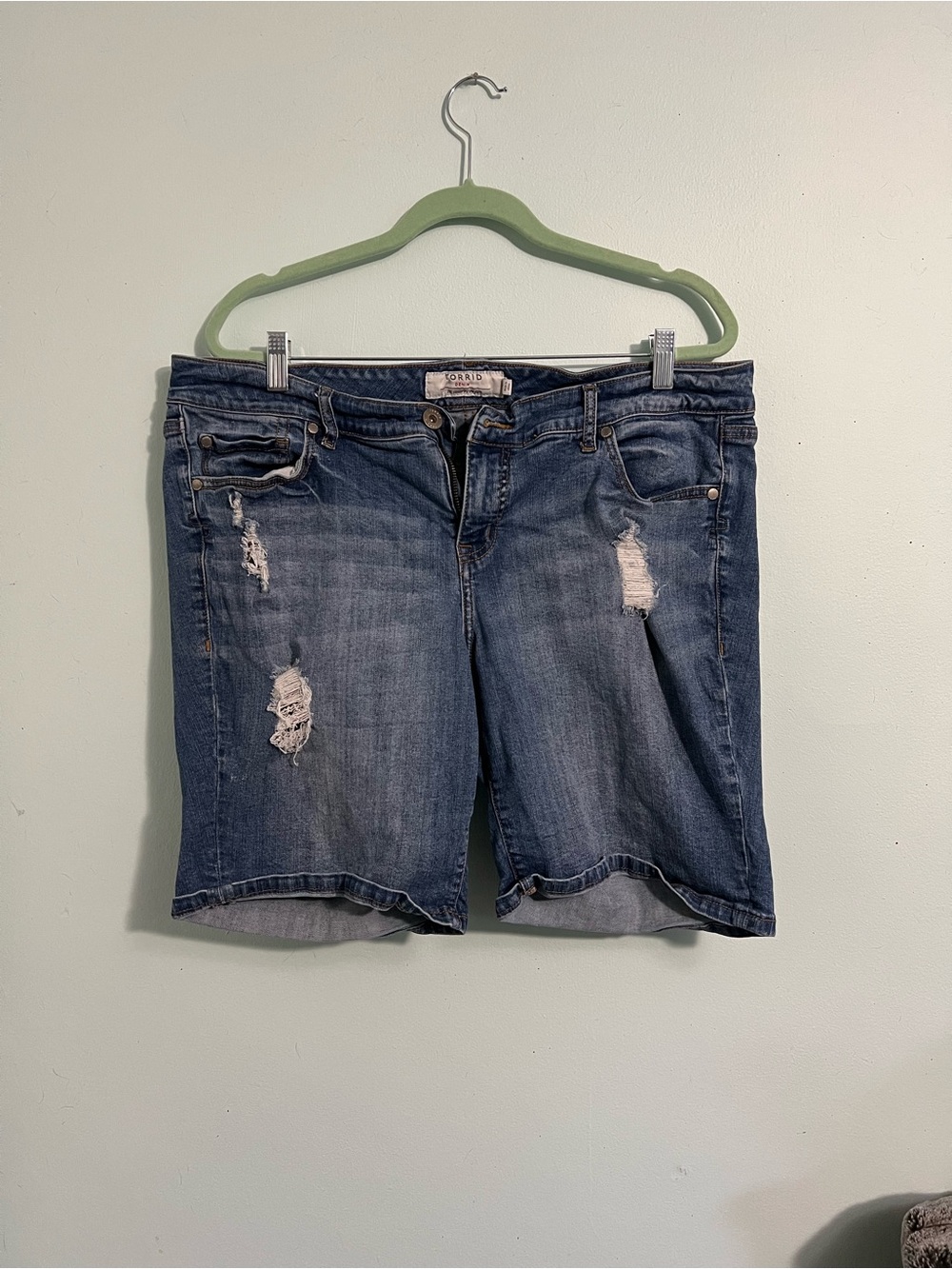 torrid Distressed Dark Blue Denim Shorts
